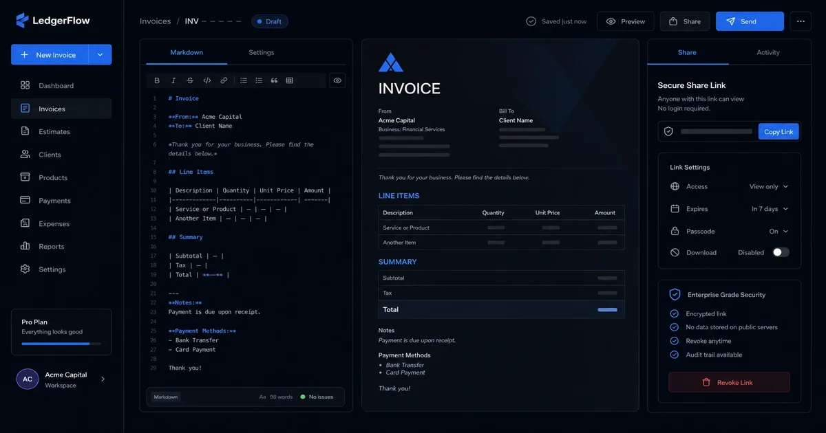 Invoicing: Parsedown, SITE_URL, and the boring 2%